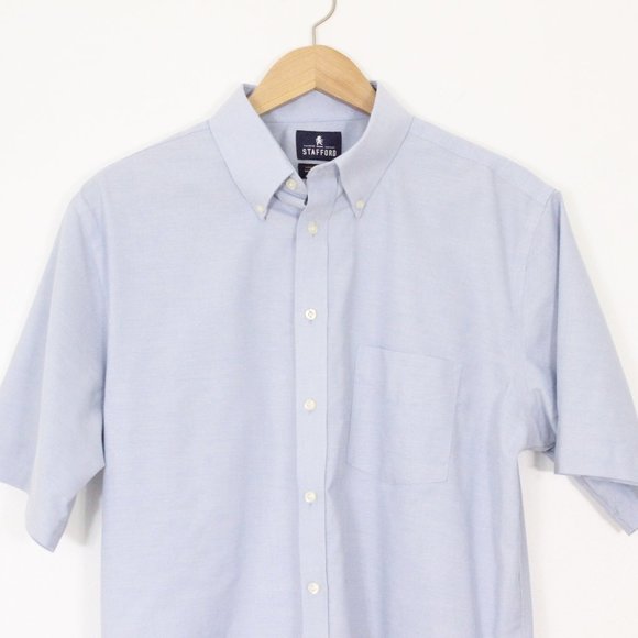 *Stafford Mens Short Sleeve Wrinkle Free Oxford Button Down Collar Dress Shirt - Picture 4 of 6